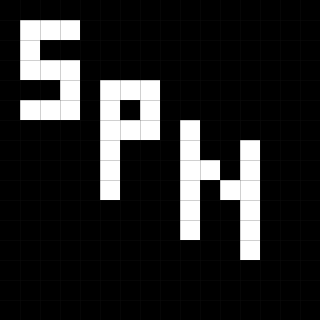 Pixel gif of the letters 'SPN' blowing up